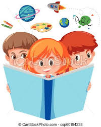 Czytanie książka, dzieci, trzy, młody. Trzy, ilustracja, młody, książka,  czytanie, dzieci.