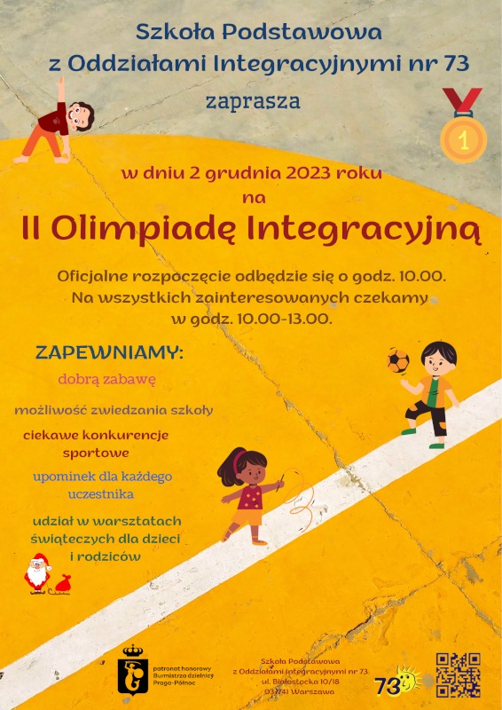 plakat informacyjny Olimpiady Integracyjnej SP73