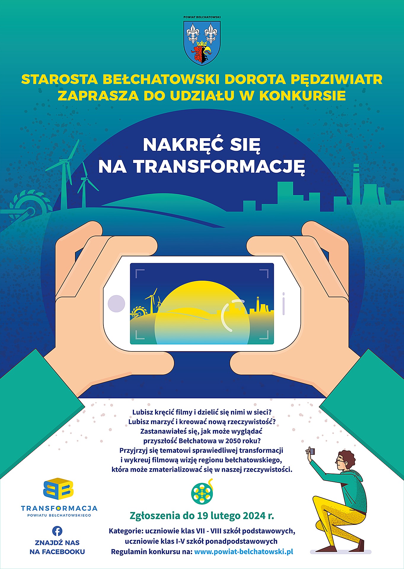 Plakat promujący konkurs "Nakręć się na transformację"