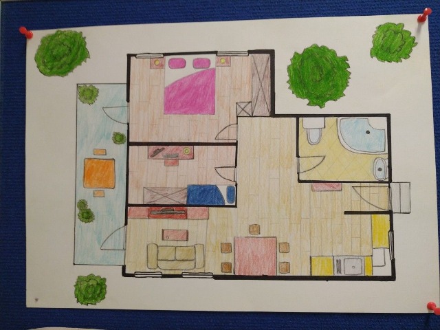 Przekrój poziomy budynku mieszkalnego - prace uczniów klas 6A  - Obrazek 2