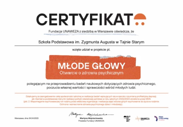Certyfikaty realizacji ogólnopolskich projektów edukacyjnych - Obrazek 1