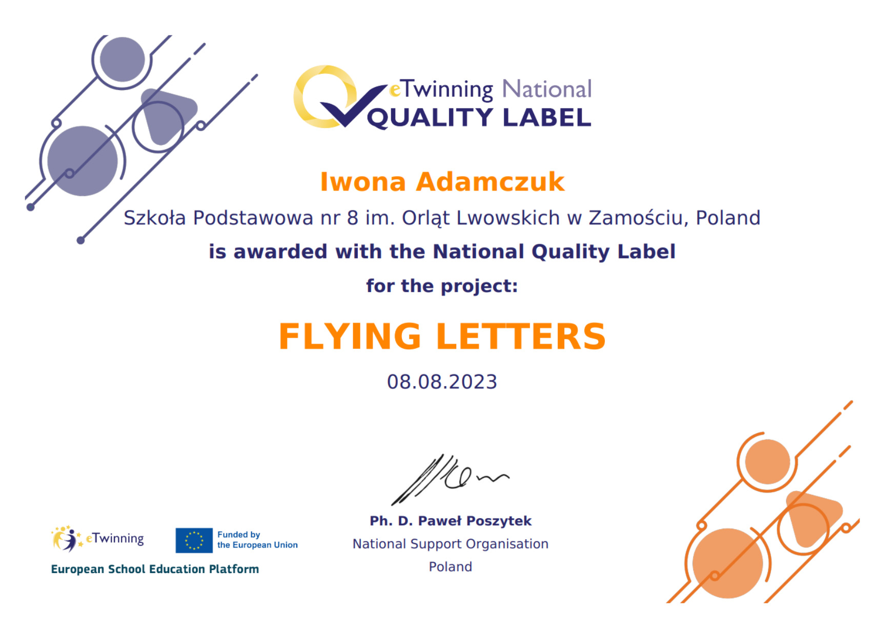 Projekt eTwinning "Flying Letters" nagrodzony Narodową Odznaką Jakości! - Obrazek 2