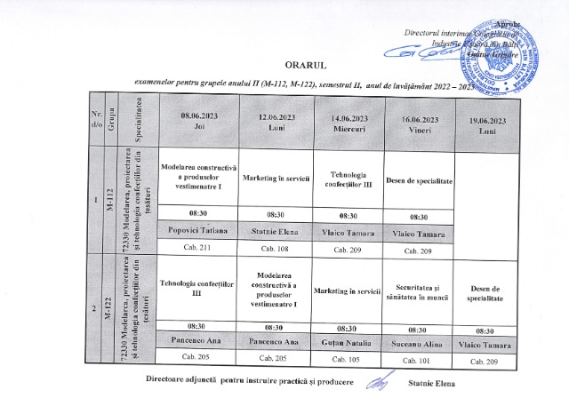Graficul promovării examenlor pentru grupele M-112, M-122, MK-112, SSM-112, F-211, F-221 - Imagine 2